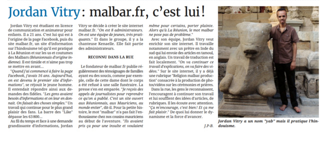 MALBAR.FR DANS LE JOURNAL DE L’ÎLE DE LA RÉUNION (JIR) DU VENDREDI 15 AVRIL