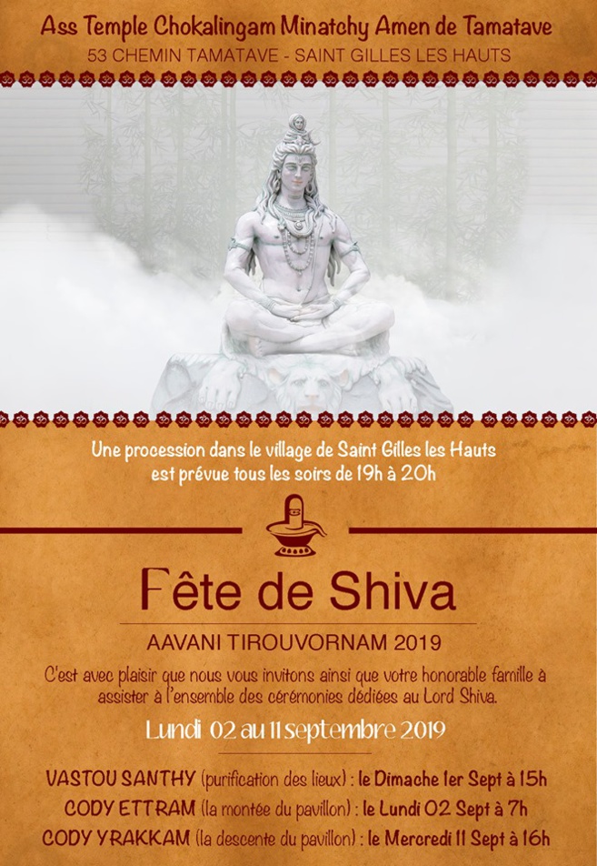 TEMPLE CHOKALINGAM DE TAMATAVE : PROCESSION TOUS LES SOIRS POUR LA FÊTE DE SHIVA