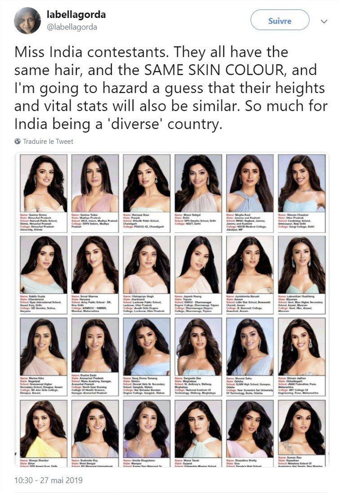 POURQUOI LES CANDIDATES AU CONCOURS MISS INDIA ONT TOUTES LA MÊME TÊTE