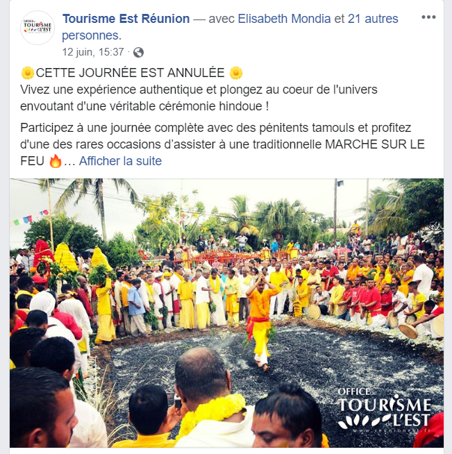 LA MARCHE SUR LE FEU TOURISTIQUE PAYANTE ENFIN ANNULÉ !  