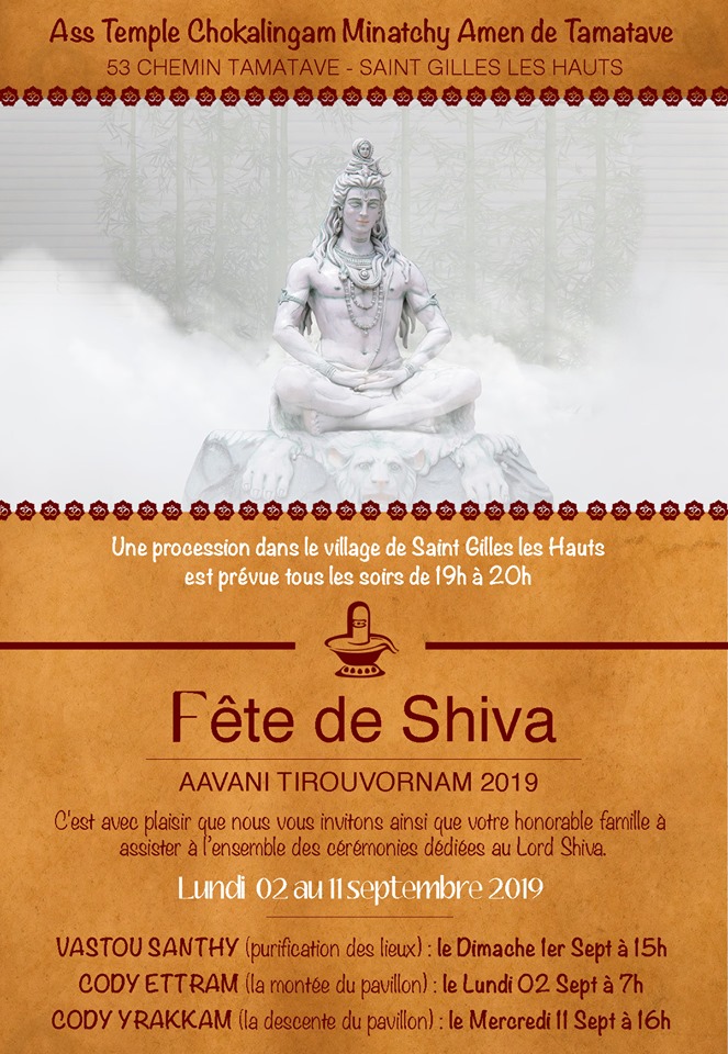 TEMPLE CHOKALINGAM DE TAMATAVE : PROCESSION TOUS LES SOIRS POUR LA FÊTE DE SHIVA