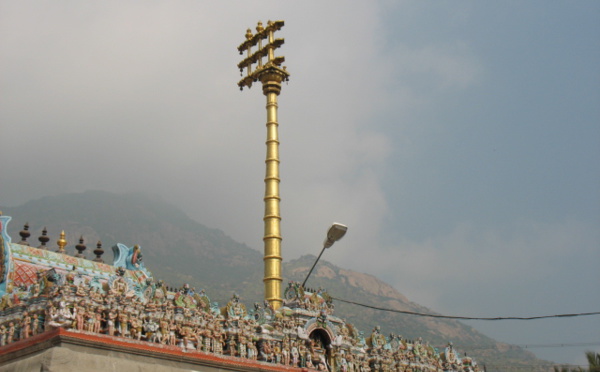 DHWAJA STAMBHA : POTEAU DEVANT LE TEMPLE 