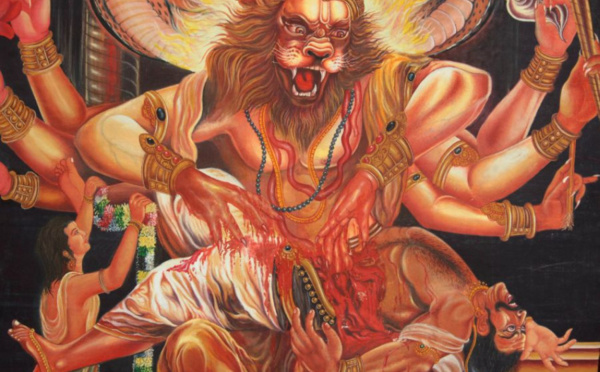 VISHNU À NARASHIMA : HOMME À TÊTE DE LION