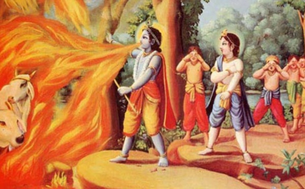 KRISHNA SAUVE SES AMIS DU FEU