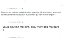 PROPOS RACISTE SUR LES 'MALBARS', UNE FOIS DE TROP... 