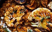 LENTILLES CORAIL AUX AUBERGINES ET CHOU-FLEUR RÔTIS 